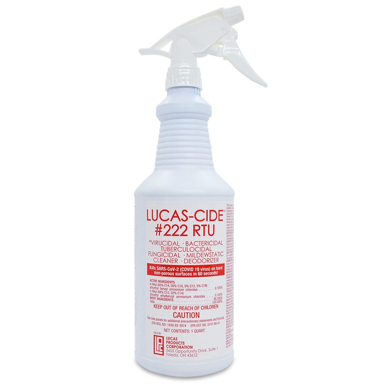 LUCAS-CIDE #222 RTU صالون وسبا من فئة المستشفيات مطهر 60 ثانية 32 أونصة سائلة - Image 1